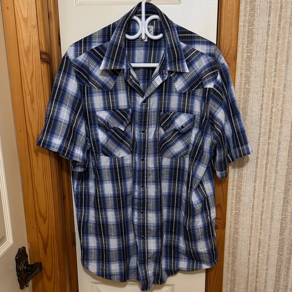 Ely Cattleman Navy and White Plaid Shirt